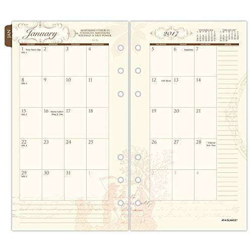 Day Runner Weekly / Monthly Planner Refill 2017, 3-3/4 x 6-3/4", Size 3, Poetica (3042-100)