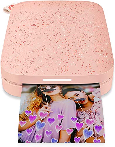 HP Sprocket Photo Printer, (2nd Edition) Print Social Media Photos on 2x3 Sticky-Backed Paper (Blush) + Photo Paper (50 Sheets) + USB Cable + 60 Decorative Stick-On Border Frames