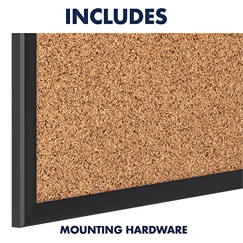 Quartet Cork Board, Bulletin Board, 6' x 4', Corkboard, Black Frame (2307B)