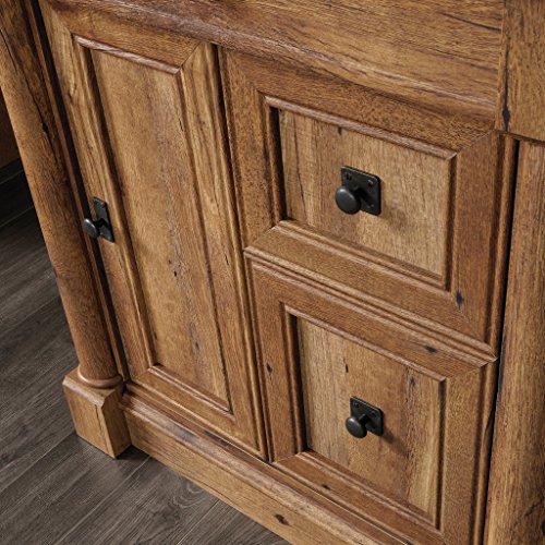 Sauder 420713 Palladia Computer Desk with Hutch, Vintage Oak Finish