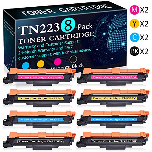 8 Pack (2BK+2C+2Y+2M) TN223BK,TN223C,TN223M,TN223Y Toner Replacement for Brother HL-L3210CW HL-L3230CDW HL-L3230CDN HL-L3270CDW HL-L3290CDW MFC-L3710CW MFC-L3730CDW MFC-L3750CDW MFC-L3770CDW Printers
