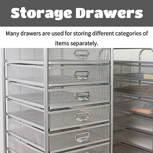 WAHHWF Metal Drawers Rolling Storage Cart with Label Frame - Black, 35x47.9x61cm