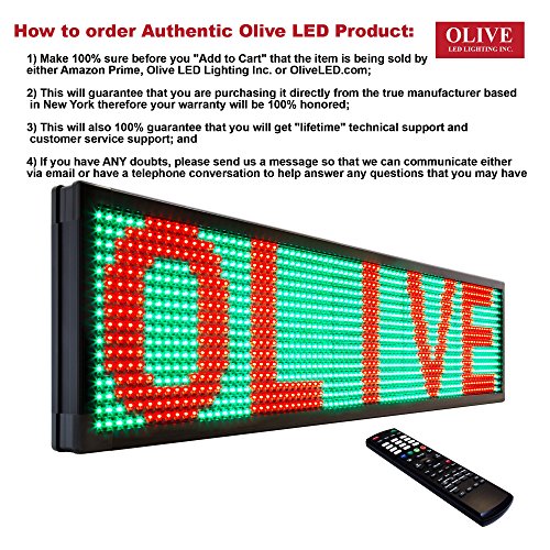 OLIVE LED Sign 3Color RGY, P30, 22"x60" IR Programmable Scrolling Outdoor Message Display Signs EMC - Industrial Grade Business Ad machine.