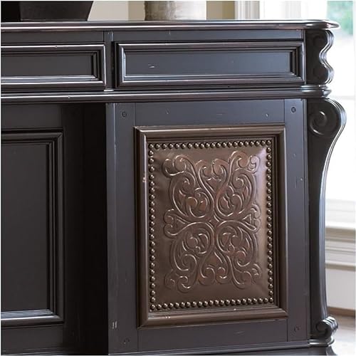Bowery Hill Executive Desk with File Drawers in Black Paint Finish