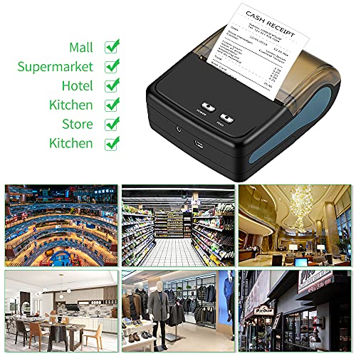 80mm Bluetooth Thermal Receipt Printers, Mobile Portable Printer,impresora térmica ESC/POS Printer, with Android/Windows Devices for Office and Small Business (80mm Black Receipt Printers)