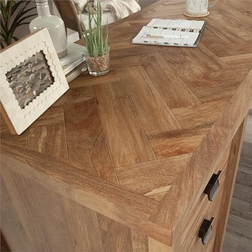 Sauder L-Shaped Desk with 6 Storage Drawers, Sindoori Mango Finish