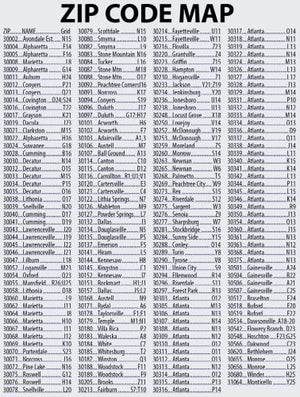 Atlanta Metro Area ZIP Code Laminated Map (48" x 48")