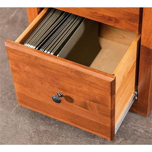 Coder Crossing Alder Wood Rolling File Cabinet in Warm Cherry - Made in USA