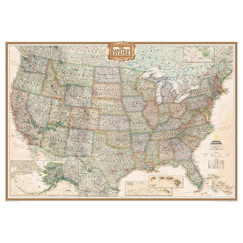 GIANT BEST SELLING push pin map of the United States Nat Geo's Executive US Map FRAMED 74 3/4 x 53 1/2" Pin board MAP with Black Satin Finish Frame is the best push pin travel map for home or office