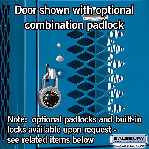 Salsbury Industries Assembled 6-Tier Box Style Vented Metal Locker with One Wide Storage Unit, 6-Feet High by 18-Inch Deep, Blue