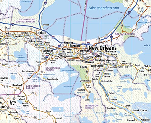 Louisiana Laminated Wall Map (60in Wide x 54in high)