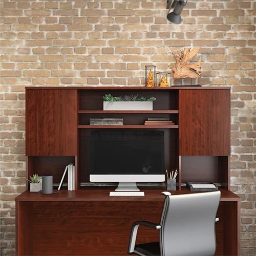 Pemberly Row Contemporary Classic Cherry Shell and Hutch Set 72" x 24