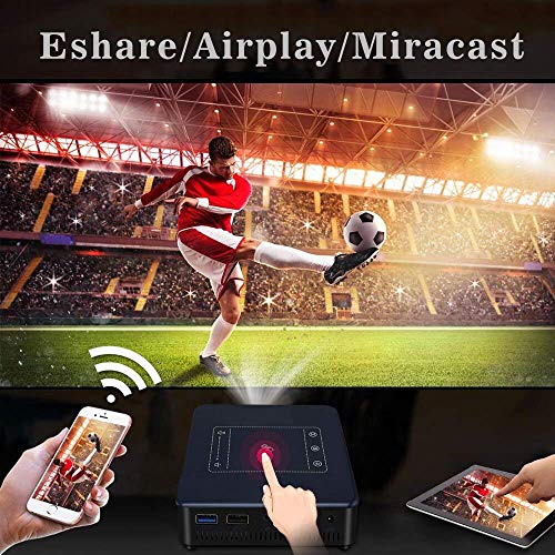 CACACOL T10 Mini Portable Pocket Projector Touch Panel Android Smart 4K UHD Support Slim Wireless LED DLP Phone Projector Built-in Battery (Black)