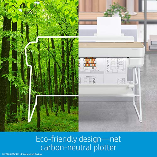 HP DesignJet Studio Wood Large Format Wireless Plotter Printer - 36", with Roll Cover, Auto Sheet Feeder, Media Bin & Stand (5HB14A)