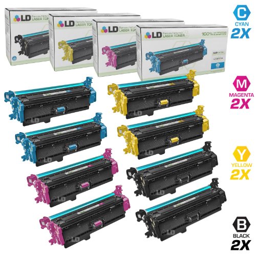 LD Remanufactured Toner Cartridge Replacements for HP 507A & HP 507X High Yield (2 Black, 2 Cyan, 2 Magenta, 2 Yellow, 8-Pack)