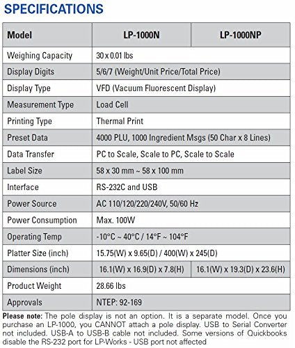 CAS LP1000N Label Printing Scale, 30lbs Capacity, 0.01lbs Readability