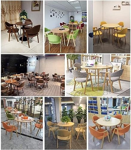WEBERT Office Reception Room Club Table and Chair Set - Wooden Round Table with 4 PU Leather Chairs (Yellow)