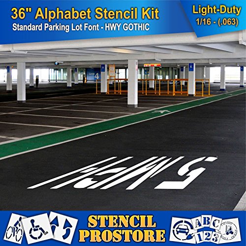 Pavement Stencils - 36 inch Alphabet KIT Stencil Set - (28 Piece) - 36" x 9" x 1/16" (63 mil) - Light-Duty