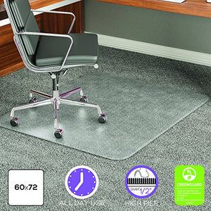 Deflecto ExecuMat Clear Chair Mat, High Pile Carpet Use, Rectangle, Beveled Edge, 60 x 72 Inches (CM17843)