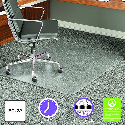 Deflecto ExecuMat Clear Chair Mat, High Pile Carpet Use, Rectangle, Beveled Edge, 60 x 72 Inches (CM17843)