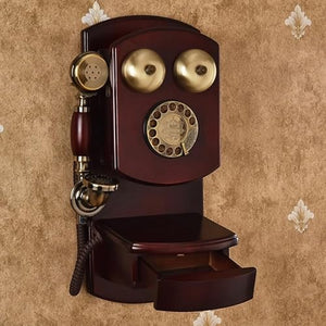 None Vintage Rotary Dial Wall Mounted Telephone