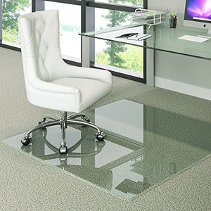 Deflecto Premium Clear Glass Chairmat, Multi-Surface Use, Rectangle, Beveled Edge, 48 x 60 Inches (CMG70434860)