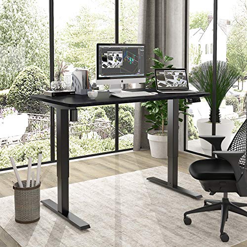 MAIDeSITe Standing Desk Electric Height Adjustable Computer Desk 55 x 28 Inches Home Office Desk Memory Controller Sit Stand Table Computer Workstations Black