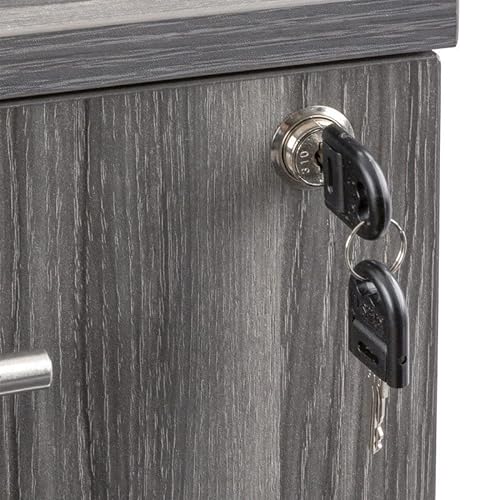 Scranton & Co 2-Drawer Locking Rolling File Cabinet with Wheels, Grey