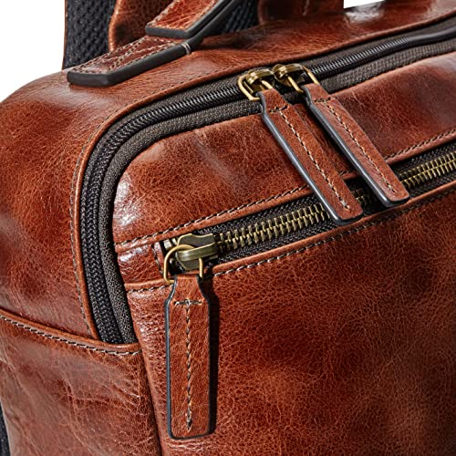Fossil Men's Buckner Leather Small Convertible Travel Backpack and Briefcase Messenger Bag, Cognac