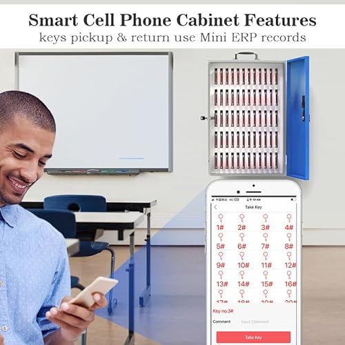 WeHere 60 Slots Cell Phone Locker with Smart Lock - Wall Mounted/Portable Handle