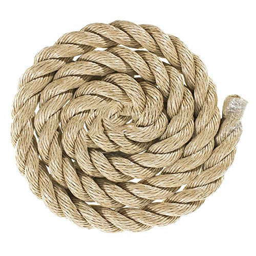 GOLBERG G ProManila Rope (1 1/4 Inch, 100 Feet) Tan Twisted 3 Strand Polypro Cord - Marine, Nautical, DIY Projects, Tie Downs