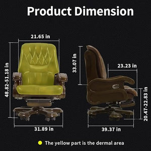 Kinnls Executive Office Chair with Massage Recliner, Genuine Leather Ergonomic High Back Desk Chair (Cowhide - Brown)