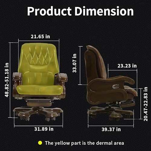Kinnls Executive Office Chair with Massage Recliner, Genuine Leather Ergonomic High Back Desk Chair (Cowhide - Brown)