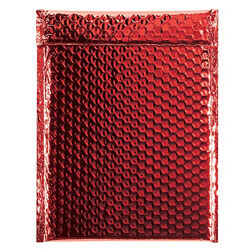 Aviditi Metallic Self-Seal Bubble Mailers, 9" x 11 1/2", Red, Pack of 100, Grab Attention When Mailing and Shipping.
