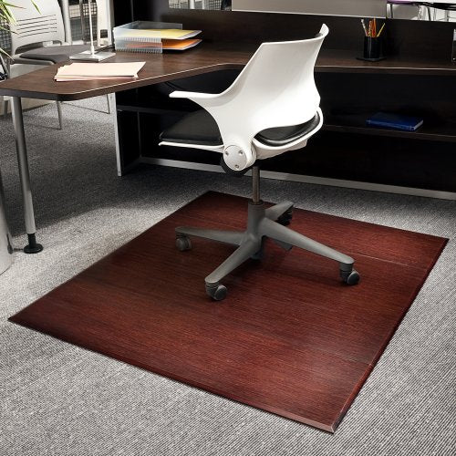 Anji Mountain AMB0500-1009 Bamboo Tri-fold Chair Mat Without Lip, Dark Cherry, 47 x 60, 12mm Thick