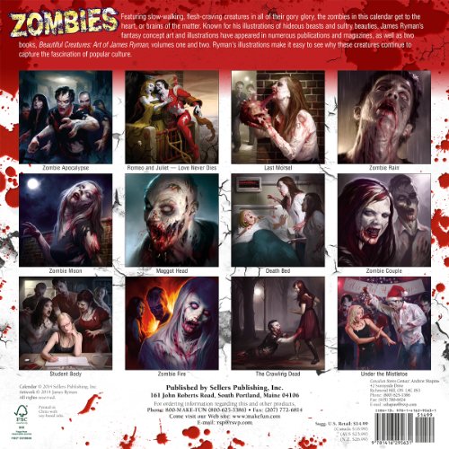 Zombies; Illustrations by James Ryman 2015 Wall Calendar