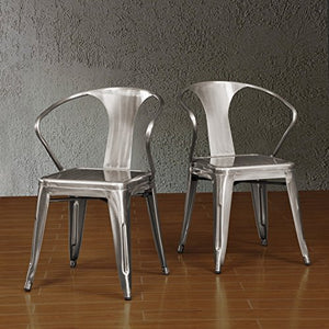 Solid Steel Stackable Side Chairs (Set of 4) Seat 17 Inches High Many Colors to Choose From Includes Scented Candle Tart (Gunmetal Finish)