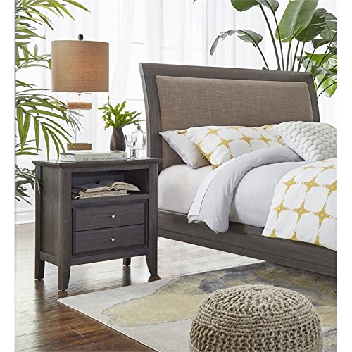 Modus Furniture 1X5781 City II Two-Drawer Nightstand, Basalt Gray
