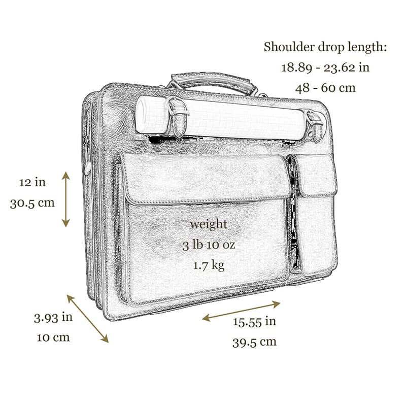Leather Briefcase Laptop Bag - Handmade Detachable Strap Messenger Shoulder Handbag Satchel Business Unisex - Time Resistance