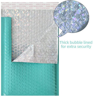 UPAKIN Bubble Mailer 6x9 Inch 600 Pack Green/Teal Holographic Metallic Padded Bubble Envelope, Buy Bulk Save Huge