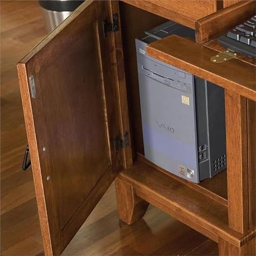 Bowery Hill Cottage Oak Wood Pedestal Desk with Hutch