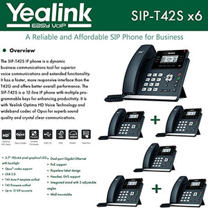 Yealink IPPhone SIP-T42S 6-Pack Dual-port Gigabit Ethernet PoE support