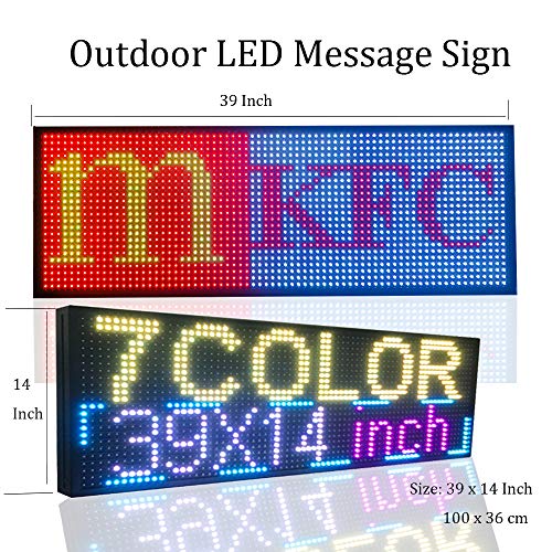 WiFi LED Sign, Programmable LED Signs P13 SMD 7 Color Scrolling Led Signs 39"x14" High Brightness Outdoor LED Advertising Display Board