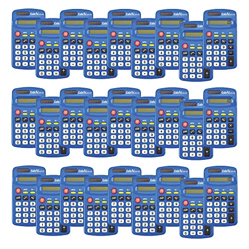 EAI Education CalcPal EAI-80 Basic Solar Calculator, Dual-Power for School, Home or Office: Blue - Bulk Set of 100