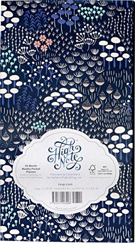 High Note 2018 Silver Floral 18-Month Weekly Pocket Planner: Beautiful, Durable, Soft-cover, Foil Embellished, Checkbook Sized Planner Featuring ... Designer Art By Elizabeth Olwen (CHK0300)