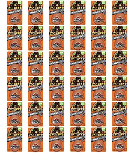 Gorilla 6065001-36 Tough Mounting Tape, Double-Sided, 1" x 60", Clear, (Pack of 36)