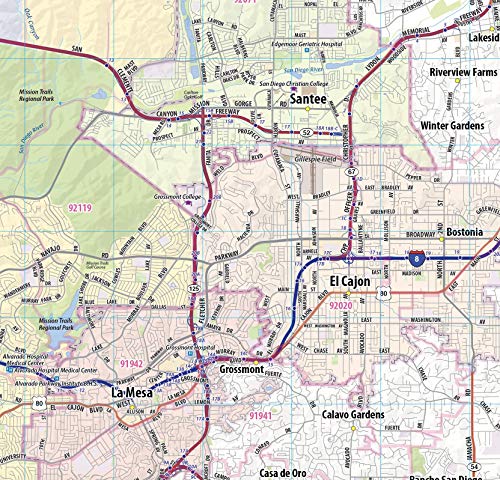 San Diego Laminated Wall Map (54” Wide by 72” high)