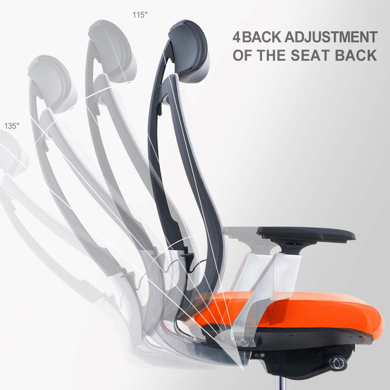 GAOAG Ergonomic Office Chair High Back Lumbar Support Adjustable Swivel Best 2019 Luxury Mesh Chair with Armrest Headrest Orange Grey