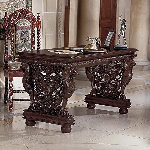 Design Toscano AF7242 Effingham Gryphon Library Desk Dining Table, 55 Inch