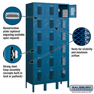 Salsbury Industries 76365BL-U Six Tier Box Style 36-Inch Wide 6-Feet High 15-Inch Deep Unassembled Vented Metal Locker, Blue